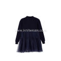 Girl's Knitted Top Crepe Hem Spring Dress